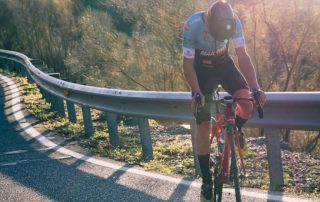 Road cyclist practicing mindfulness